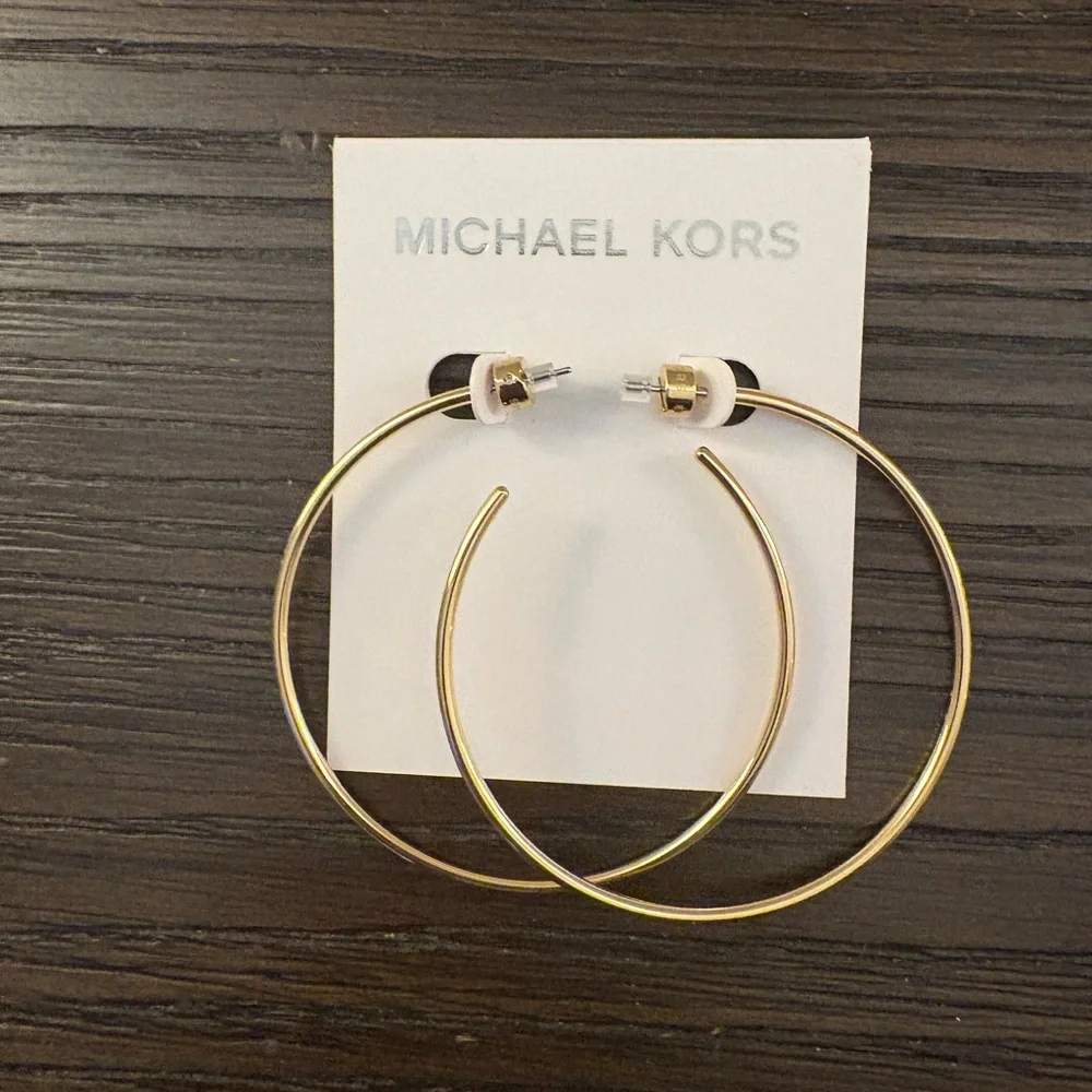 NEW Michael Kors gold slender hoop earrings